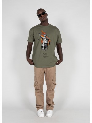 Овърсайз тениска Justitia x Heavy Oversized Tee olive XXL
