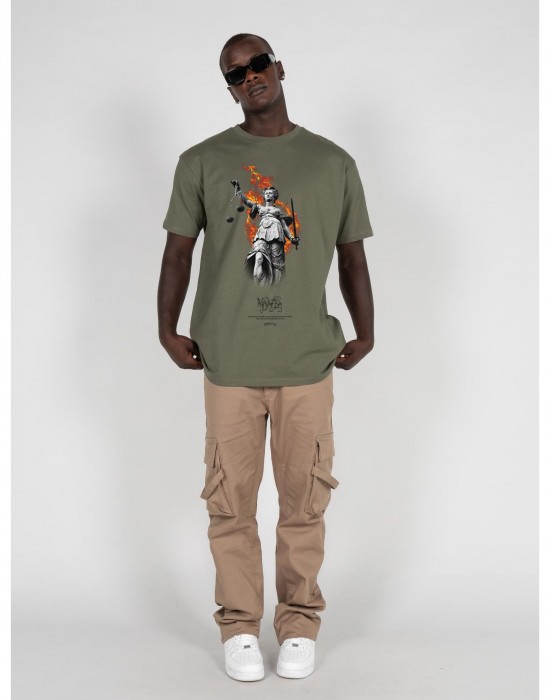 Овърсайз тениска Justitia x Heavy Oversized Tee olive XXL
