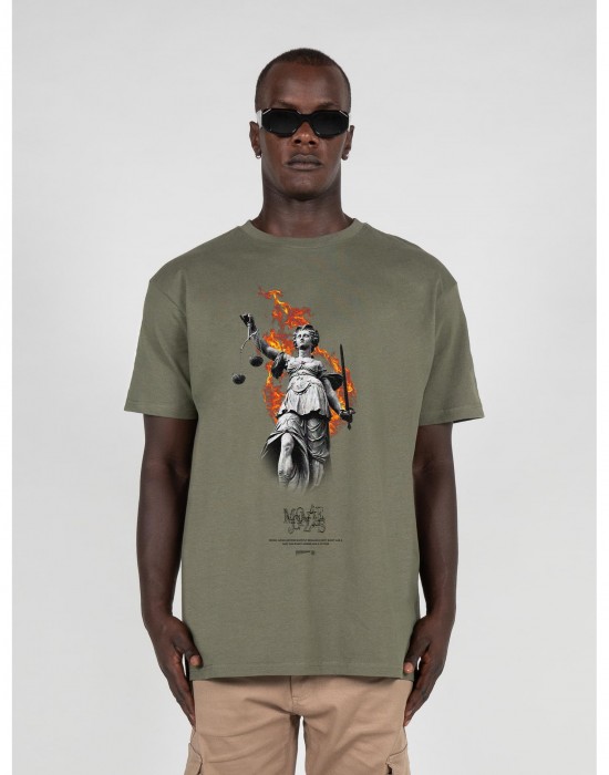 Овърсайз тениска Justitia x Heavy Oversized Tee olive XXL