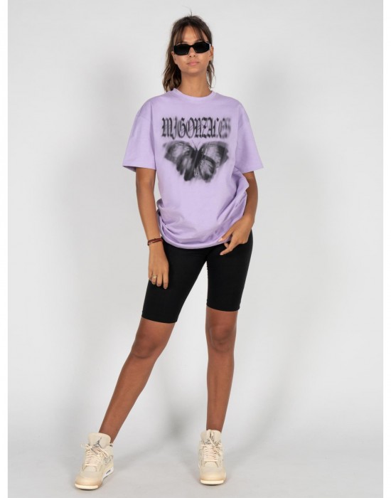 Овърсайз тениска MJG Heavy Oversized Tee Ladies - BUTTERFLY ILLUSION lilac XXL