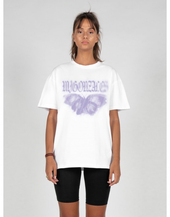 Овърсайз тениска MJG Heavy Oversized Tee Ladies - BUTTERFLY ILLUSION white XXL