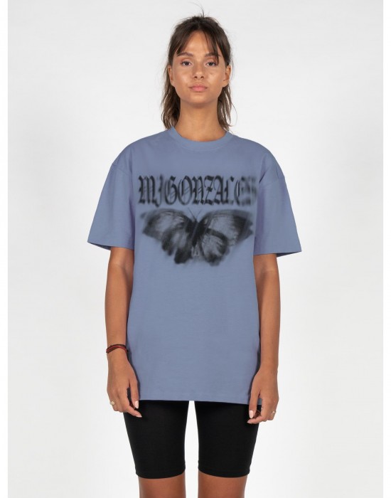 Овърсайз тениска MJG Heavy Oversized Tee Ladies - BUTTERFLY ILLUSION vintageblue XXL