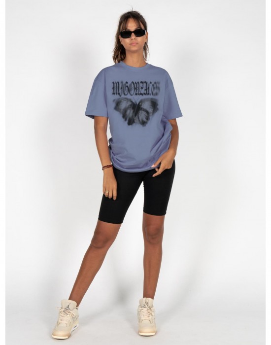 Овърсайз тениска MJG Heavy Oversized Tee Ladies - BUTTERFLY ILLUSION vintageblue XXL