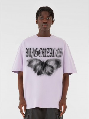 Овърсайз тениска MJG Heavy Oversized Tee - BUTTERFLY ILLUSION lilac XXL
