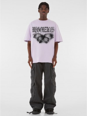 Овърсайз тениска MJG Heavy Oversized Tee - BUTTERFLY ILLUSION lilac XXL