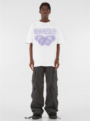 Овърсайз тениска MJG Heavy Oversized Tee - BUTTERFLY ILLUSION white XXL