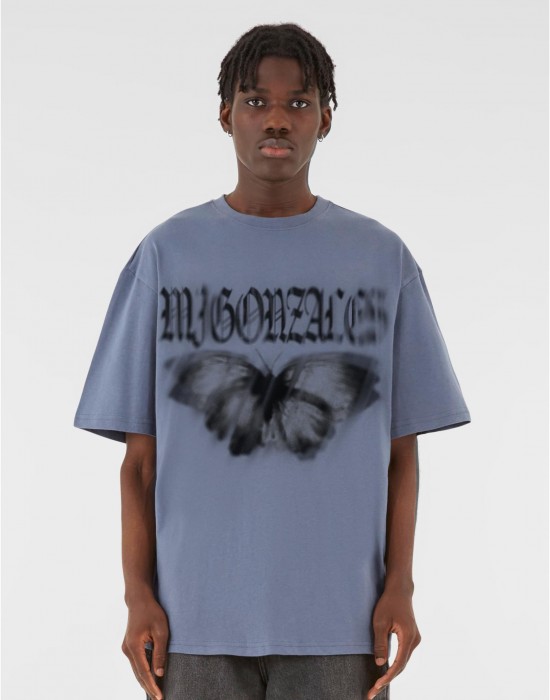 Овърсайз тениска MJG Heavy Oversized Tee - BUTTERFLY ILLUSION vintage blue XXL