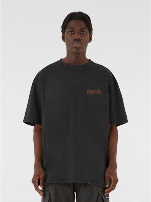 Овърсайз тениска MJG Heavy Oversized Acid Washed Tee - Art is Revolution black XXL