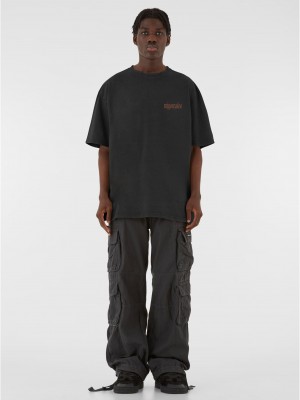 Овърсайз тениска MJG Heavy Oversized Acid Washed Tee - Art is Revolution black XXL