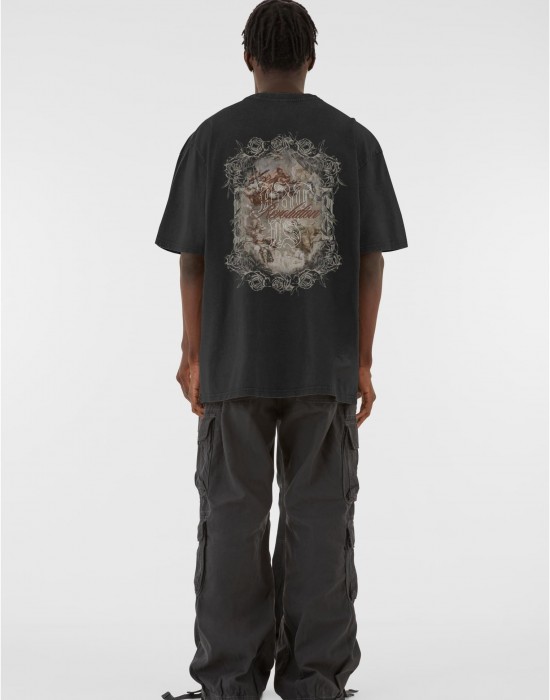 Овърсайз тениска MJG Heavy Oversized Acid Washed Tee - Art is Revolution black XXL