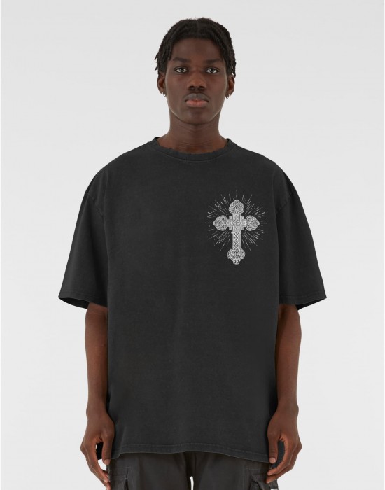 Овърсайз тениска MJG Heavy Oversized Acid Washed Tee - Grace of God black XXL