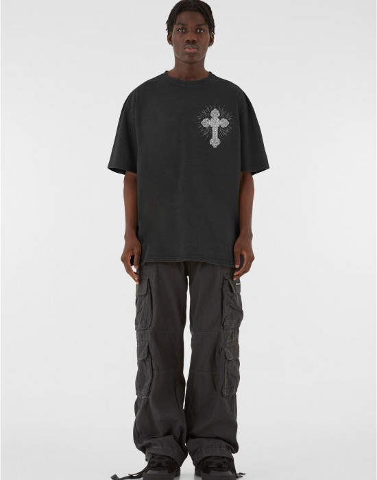 Овърсайз тениска MJG Heavy Oversized Acid Washed Tee - Grace of God black XXL