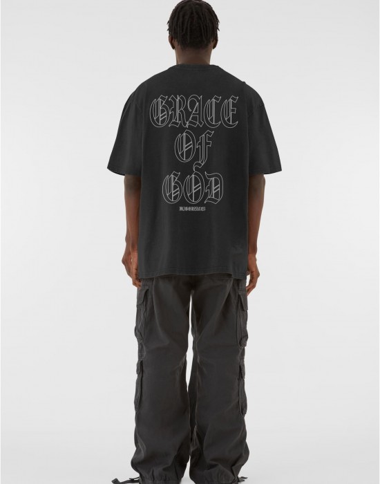Овърсайз тениска MJG Heavy Oversized Acid Washed Tee - Grace of God black XXL