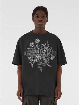 Овърсайз тениска MJG Heavy Oversized Acid Washed Tee - Renaissance Bloom black XXL