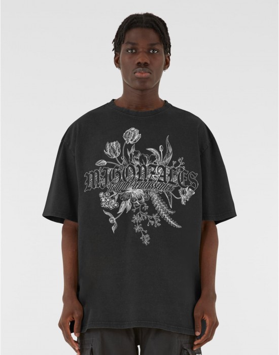 Овърсайз тениска MJG Heavy Oversized Acid Washed Tee - Renaissance Bloom black XXL