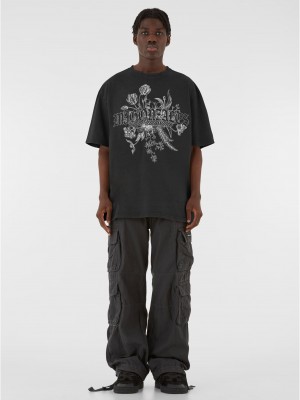 Овърсайз тениска MJG Heavy Oversized Acid Washed Tee - Renaissance Bloom black XXL