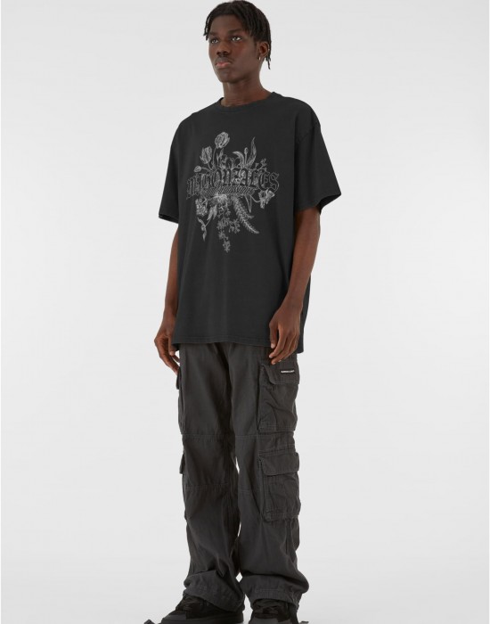 Овърсайз тениска MJG Heavy Oversized Acid Washed Tee - Renaissance Bloom black XXL