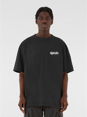 Овърсайз тениска MJG Heavy Oversized Acid Washed Tee -  FROSTED WINGS black XXL