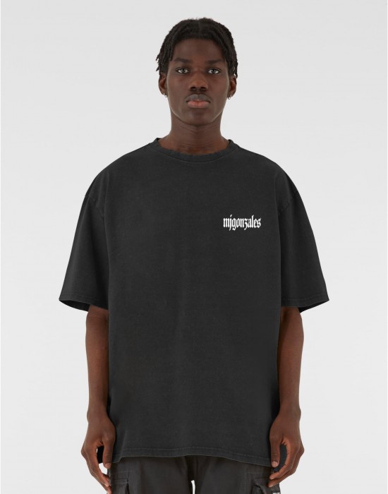 Овърсайз тениска MJG Heavy Oversized Acid Washed Tee -  FROSTED WINGS black XXL