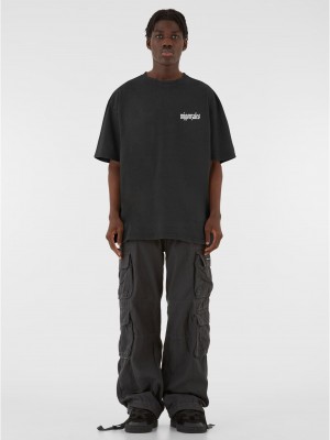 Овърсайз тениска MJG Heavy Oversized Acid Washed Tee -  FROSTED WINGS black XXL