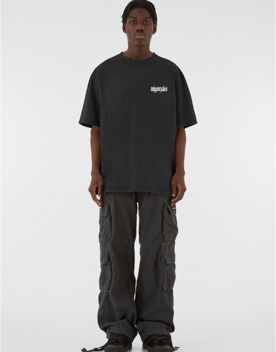 Овърсайз тениска MJG Heavy Oversized Acid Washed Tee -  FROSTED WINGS black XXL