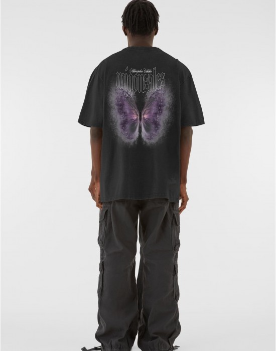 Овърсайз тениска MJG Heavy Oversized Acid Washed Tee -  FROSTED WINGS black XXL
