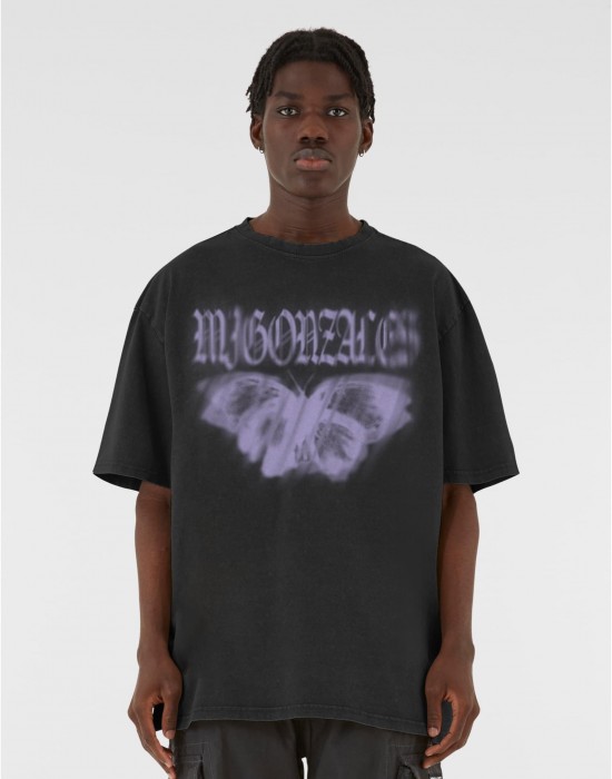 Овърсайз тениска MJG Heavy Oversized Acid Washed Tee - BUTTERFLY ILLUSION black XXL