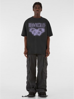 Овърсайз тениска MJG Heavy Oversized Acid Washed Tee - BUTTERFLY ILLUSION black XXL
