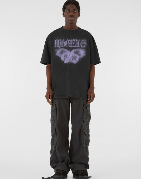 Овърсайз тениска MJG Heavy Oversized Acid Washed Tee - BUTTERFLY ILLUSION black XXL