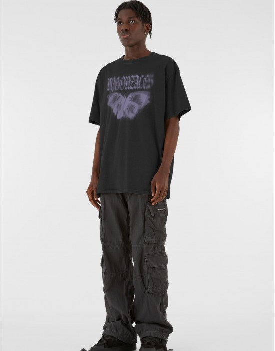 Овърсайз тениска MJG Heavy Oversized Acid Washed Tee - BUTTERFLY ILLUSION black XXL