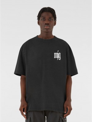 Овърсайз тениска MMJG Heavy Oversized Acid Washed Tee - TRANSFORMATION black XXL
