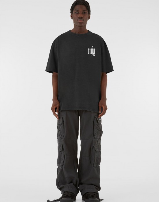 Овърсайз тениска MMJG Heavy Oversized Acid Washed Tee - TRANSFORMATION black XXL