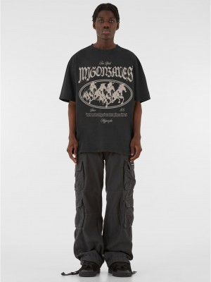Овърсайз тениска MJG Heavy Oversized Acid Wasehd Tee - Running Wild black XXL