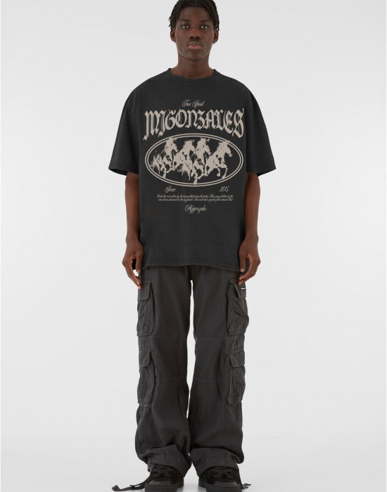 Овърсайз тениска MJG Heavy Oversized Acid Wasehd Tee - Running Wild black XXL