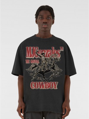 Овърсайз тениска MJG Heavy Oversized Acid Wasehd Tee - Ranch Rebel black XXL