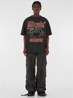 Овърсайз тениска MJG Heavy Oversized Acid Wasehd Tee - Ranch Rebel black XXL