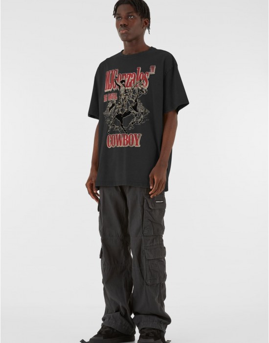 Овърсайз тениска MJG Heavy Oversized Acid Wasehd Tee - Ranch Rebel black XXL