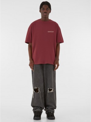 Овърсайз тениска MJG Heavy Oversized Tee - Western Bones cherry XXL