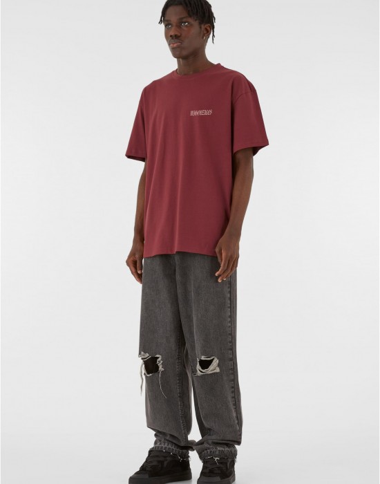 Овърсайз тениска MJG Heavy Oversized Tee - Western Bones cherry XXL
