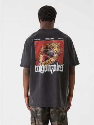 Овърсайз тениска MJG Heavy Oversized Acid Washed Tee - Savage Leopard black XXL