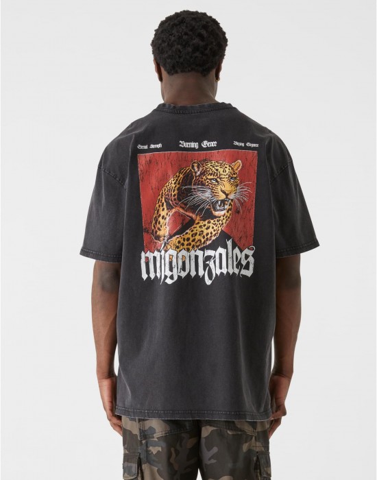 Овърсайз тениска MJG Heavy Oversized Acid Washed Tee - Savage Leopard black XXL