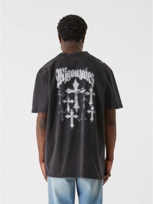 Овърсайз тениска MJG Heavy Oversized Acid Washed Tee - Faded Faith black XXL