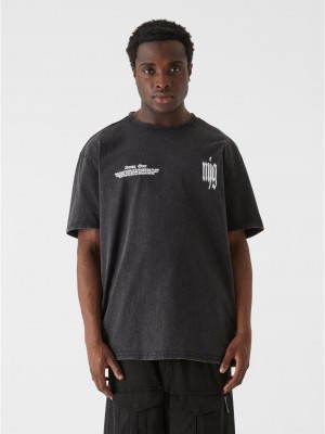 Овърсайз тениска MJG Heavy Oversized Acid Washed Tee - Inferno Butterfly black XXL