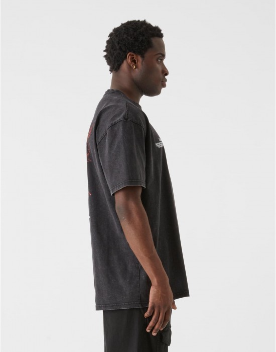Овърсайз тениска MJG Heavy Oversized Acid Washed Tee - Inferno Butterfly black XXL