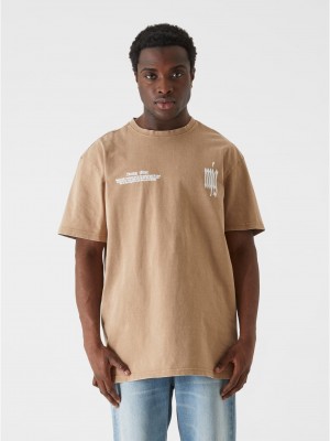 Овърсайз тениска MJG Heavy Oversized Acid Washed Tee - Inferno Butterfly unionbeige XXL