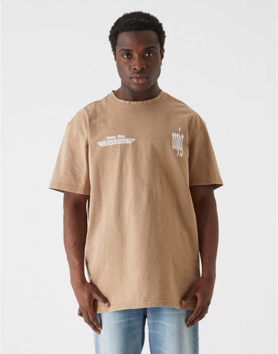 Овърсайз тениска MJG Heavy Oversized Acid Washed Tee - Inferno Butterfly unionbeige XXL