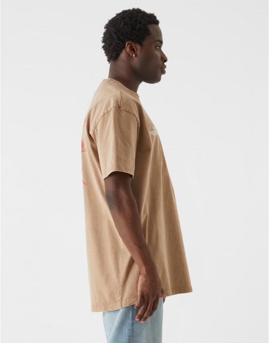 Овърсайз тениска MJG Heavy Oversized Acid Washed Tee - Inferno Butterfly unionbeige XXL