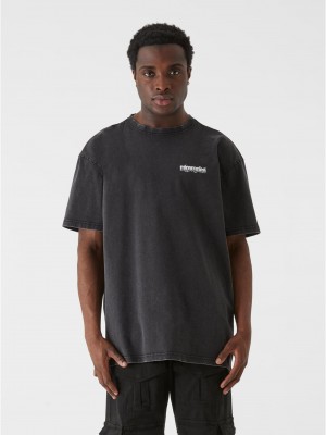 Овърсайз тениска MJG Heavy Oversized Acid Washed Tee - Burning Wings black XXL