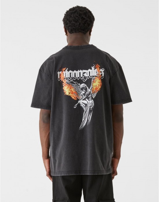 Овърсайз тениска MJG Heavy Oversized Acid Washed Tee - Burning Wings black XXL