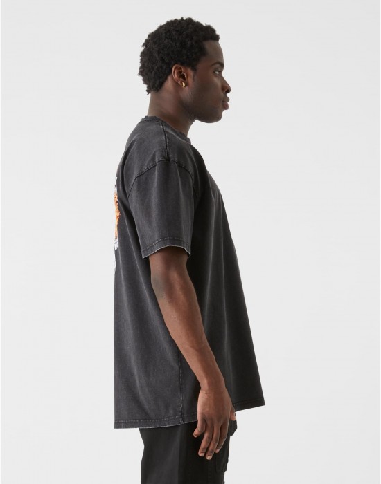 Овърсайз тениска MJG Heavy Oversized Acid Washed Tee - Burning Wings black XXL